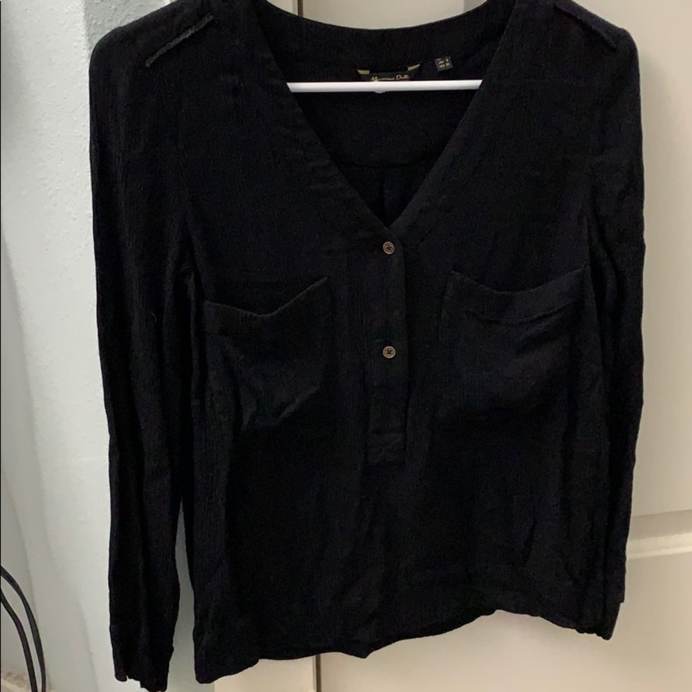 Massimo Dutti Black Long Sleeve Top